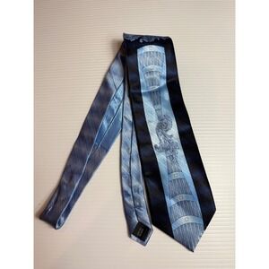 Irvine Park‎ Men's Necktie 100% Silk Blue Black Abstract Print Business Fashion